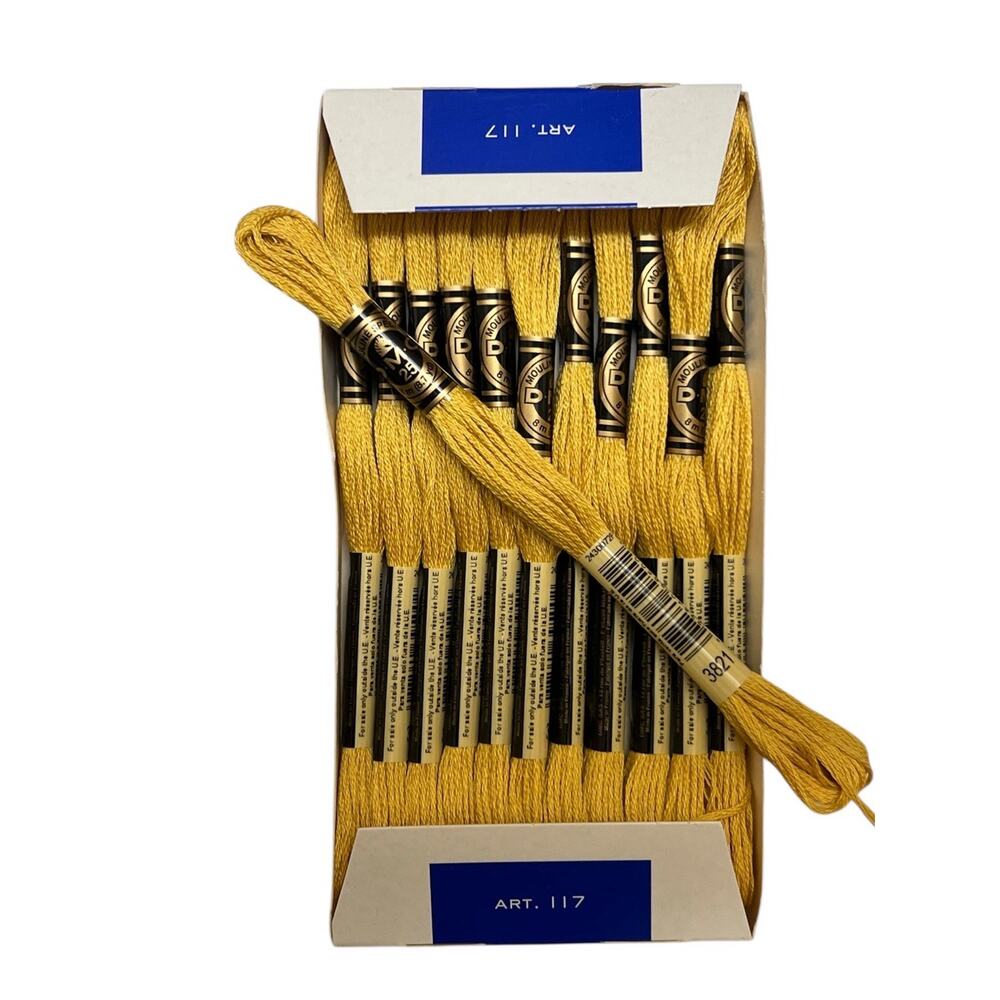 BRAND NEW DMC Floss #3821 STRAW ** 12 Skeins for $10.25 ** Yellow Gold